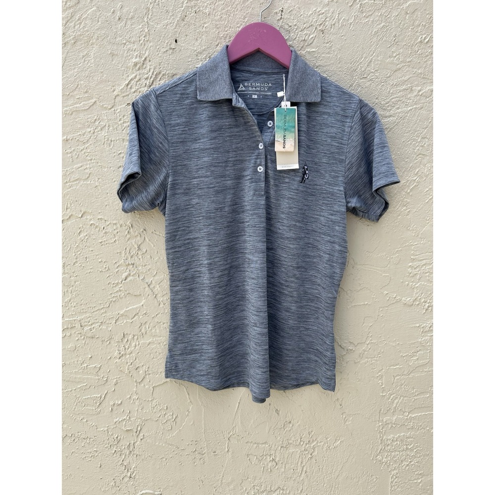 Bermuda Sands Womens Lady Steam Steel Grey Heather Polo Shirt 398 S NWT